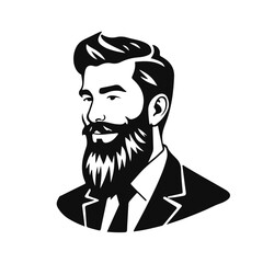 Man icon, businessman avatar vector, office worker icon, hipster face design, graphic male portrait, businessman avatar, bearded man, office worker, hipster face, male portrait