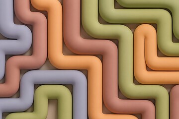 Colorful pastel pipes creating an abstract background pattern with a playful and modern aesthetic design