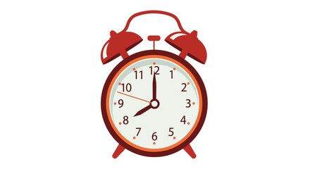Retro alarm clock showing eight o'clock isolated on white backdrop for graphics or concepts