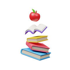 3D Back to school icon isolated on transparent background, Education and online class concept. Objects related to education theme. Back to school. Concept of learning, knowledge. 3d rendering