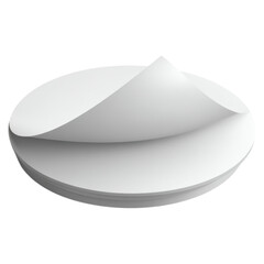 Minimalist White Plate with Elegant Curved Paper Design and Soft Shadows for Creative Use