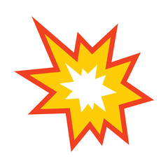 Explosion star. Comic burst, bursting star, starburst speech bubbles sticker and poster, burst speech balloon. Comic book, boom or explosion. Communication concept. Fire, bang, effect. Vector EPS 10.