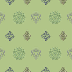 Classic Damask Design Pattern in Soft Sage Green Fabric