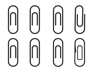 Minimal Paper Clip Vector Icon Set with Office Supplies