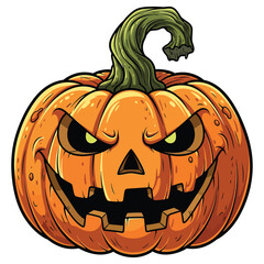 Spooky jack o lantern with scary face and glowing eyes for halloween