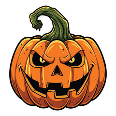 Spooky jack o lantern with scary face and glowing eyes for halloween
