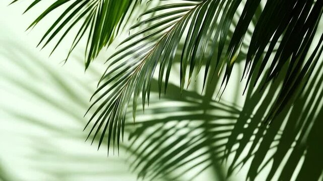 Close-up shot of a palm leaf attached to a wall, ideal for use in interior design or architecture settings