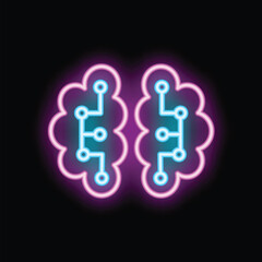 Fototapeta premium Neon artificial intelligence brain showing circuit board pattern