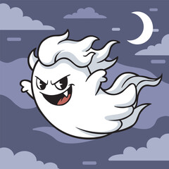 Midnight Ghost Cute Vector Illustration