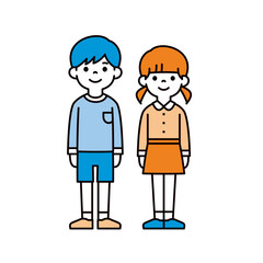 シンプルな幼児・園児・小学生の男女の全身ベクターイラスト素材＿アバター
