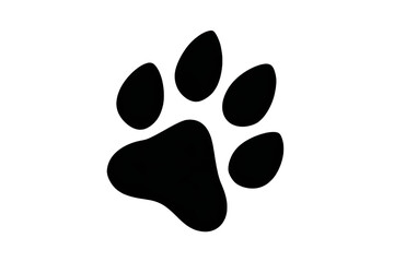 A black paw print on a white background