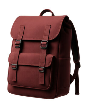 Maroon urban backpack with a top-loading design and sturdy base.