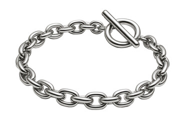 Obraz premium Polished silver cable chain bracelet featuring a toggle clasp.