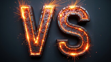 A versus battle background featuring metal rusty VS letters with sparks, suitable for esports, protests, or competitive events