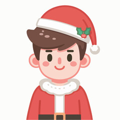vector of a young man in a cute Christmas costume, flat design
