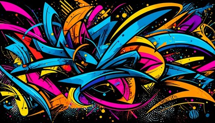Colorful abstract graffiti art background with vibrant shapes and textures design