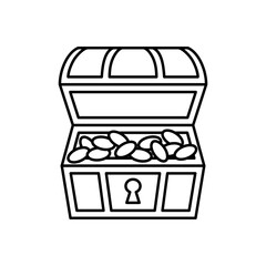 Treasure chest and large amount of coins icon