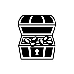 Treasure chest and large amount of coins icon