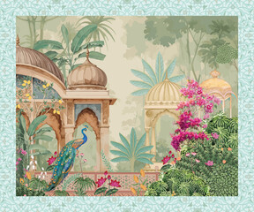 Mughal Garden Artwork Pichwai Style