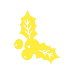 Christmas Holly Silhouette クリスマスの柊の葉と実のシルエットイラスト	