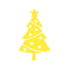 Christmas Tree Silhouette with Star 星付きクリスマスツリーのシルエットイラスト	