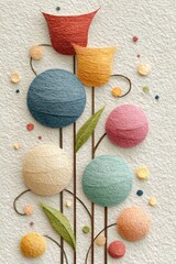 Paper art floral bouquet with colorful textured round petals