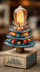 Vintage Christmas lamp shaped like a small decorated tree