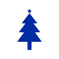 Christmas Tree Silhouette with Star 星付きクリスマスツリーのシルエットイラスト	