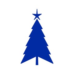 Christmas Tree Silhouette with Star 星付きクリスマスツリーのシルエットイラスト	