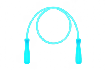 Aqua blue skipping rope exercise on transparent background