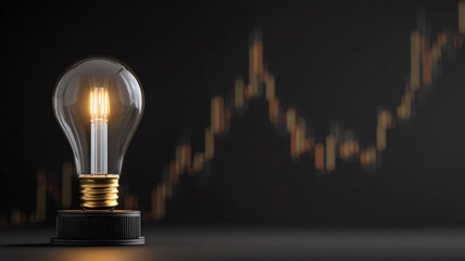 Light bulb with candlestick chart inside macd indicator
