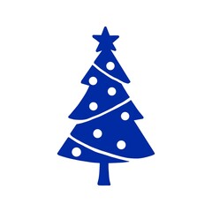 Christmas Tree Silhouette with Star 星付きクリスマスツリーのシルエットイラスト	