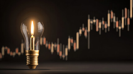 Light bulb with candlestick chart inside macd indicator