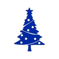 Christmas Tree Silhouette with Star 星付きクリスマスツリーのシルエットイラスト	
