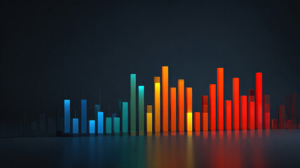 Abstract colorful bars against dark background, representing data or information visualization