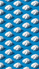 A captivating pattern of fluffy white clouds against a vibrant blue sky, creating a dreamy and whimsical atmosphere