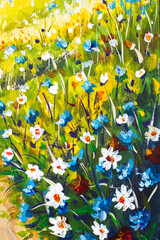Vibrant wildflowers painting depicting a colorful summer landscape