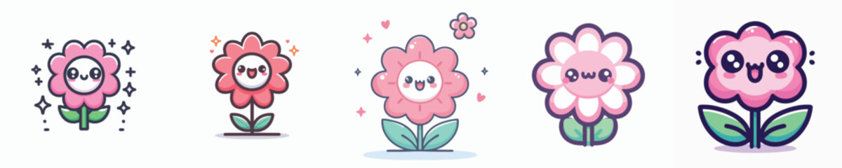 Cute Kawaii Flower ,style vector flatdesign