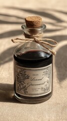 Old glass apothecary bottle with herb label and cork top