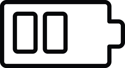 simple black outline icon of a battery at one third capacity