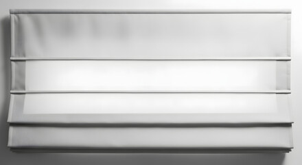 Elegant roman blind in white fabric, providing privacy and light control, isolated on white background for interior design mockups