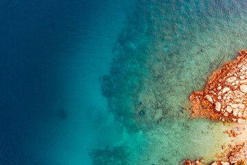Beautiful aerial landscape from a drone on the Croatian island of Krk. Croatian landscape.