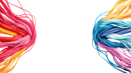 Colorful Knitting Threads on Transparent Background