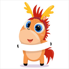 Vector illustration of a horse with space for text. New Year, Christmas, holiday, 2026, Horse, Chinese New Year, Horoscope, games, entertainment, relaxation, weekend, snow, fun, vacation