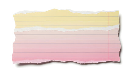 Torn piece of paper isolated on white background with yellow and pink gradient, perfect for adding a touch of color and texture