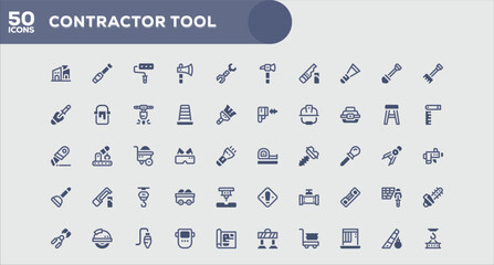 Contractor Tool High Resolution Flat Icons Pack for Professional Designers