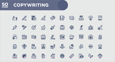 Copy Writing Clean Editable Icons Collection for Universal Graphic Projects