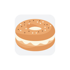 Simple Flat Style Bagel with Cream Cheese Fill Icon Illustration