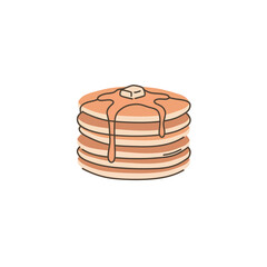 Flat Design Pancake Stack with Butter and Syrup Breakfast Illustration