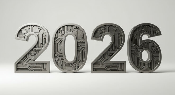 High-Tech Art Deco Numerals Highlight the Year 2026